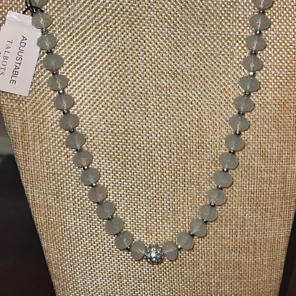 Talbots Glass Bead and Silver Medallion Adjustable Necklace